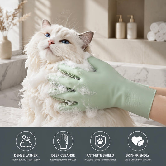FurEase™ BathLuxe Silicone Cat Bath Glove – Singapore Cats