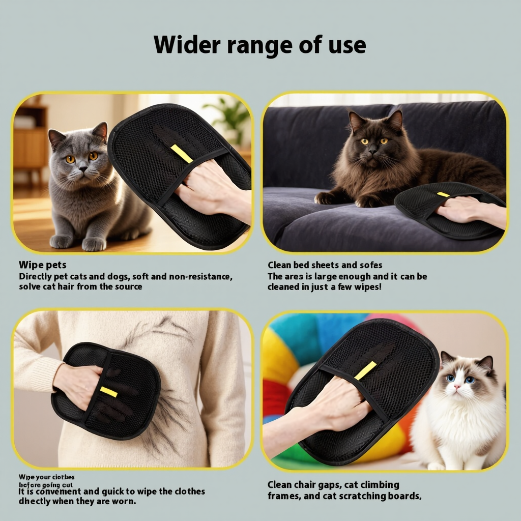 FurLuxe glove in black variant — effective on dark and light upholstery